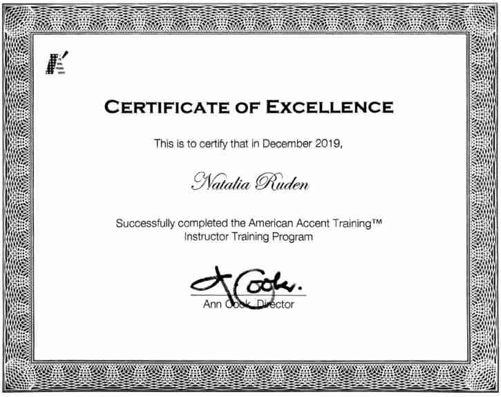 Nat Ruden American Accent Training Certificate